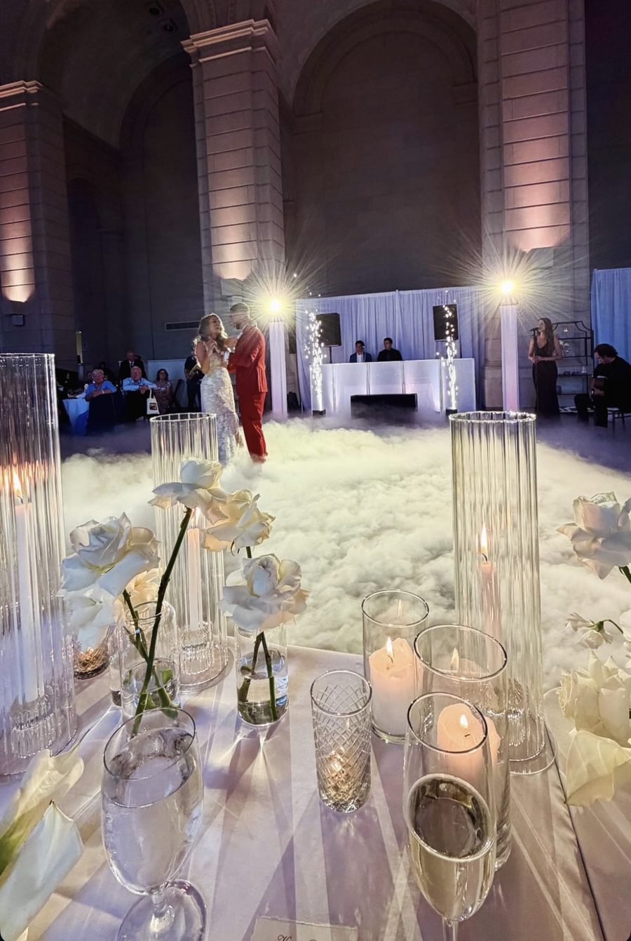 Dancing on a cloud — low-lying fog during a first dance