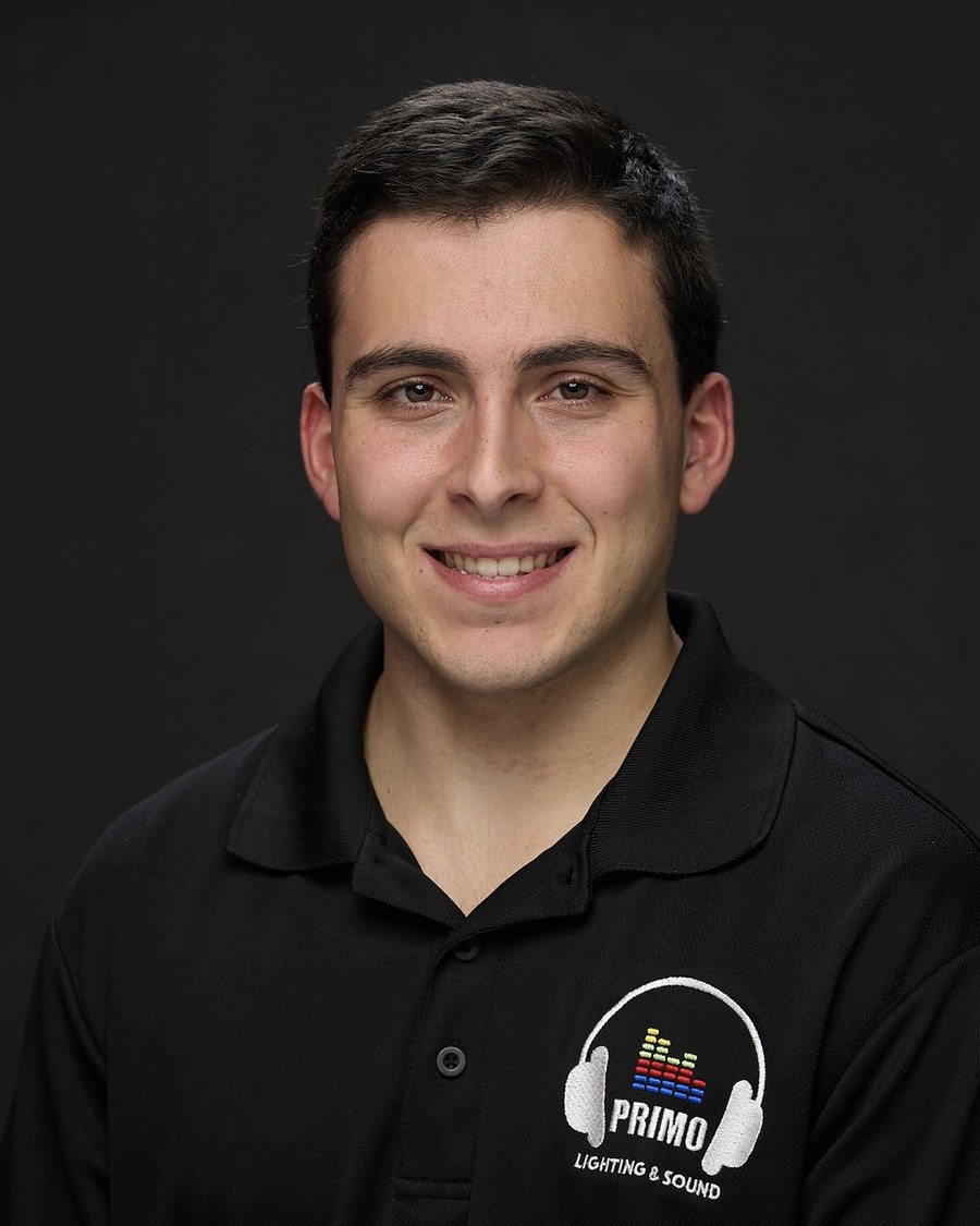 Primo Giammusso, owner of Primo Lighting and Sound, in a branded polo